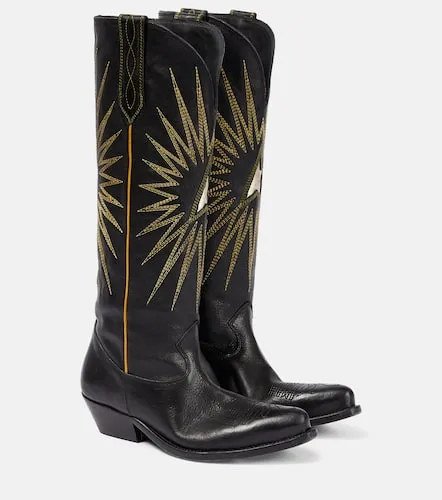 Embroidered leather cowboy boots - Golden Goose - Modalova