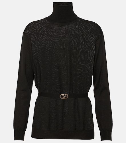 Belted virgin wool turtleneck sweater - Valentino Garavani - Modalova