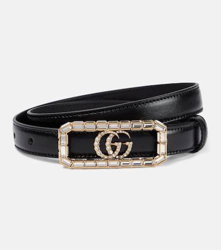 Double G crystal-embellished leather belt - Gucci - Modalova