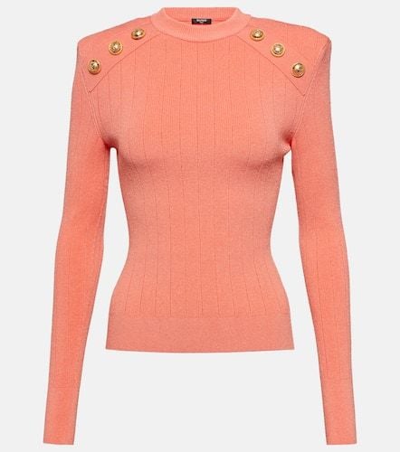 Embellished ribbed-knit sweater - Balmain - Modalova