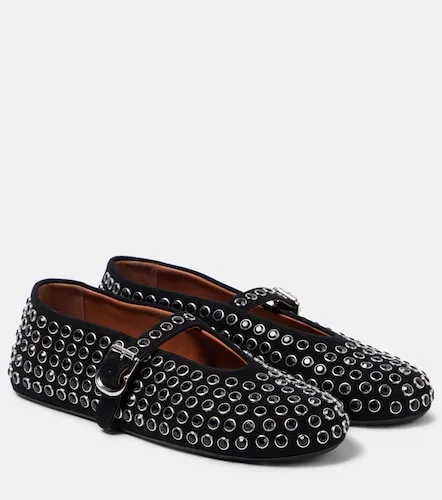 Crystal-embellished suede ballet flats - Alaia - Modalova