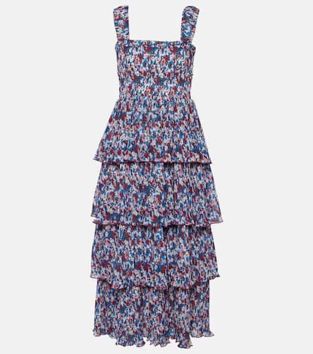 Floral pleated georgette midi dress - Ganni - Modalova