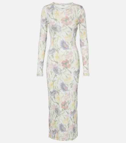 Floral silk and cotton midi dress - Loewe - Modalova