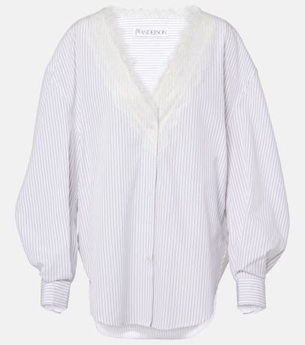 Striped lace-trimmed cotton shirt - JW Anderson - Modalova