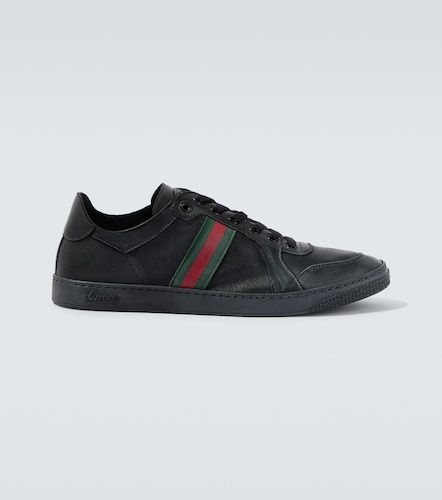 Stretch Web Stripe leather sneakers - Gucci - Modalova
