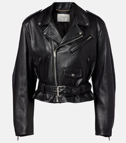 Cropped-Bikerjacke aus Leder - Saint Laurent - Modalova