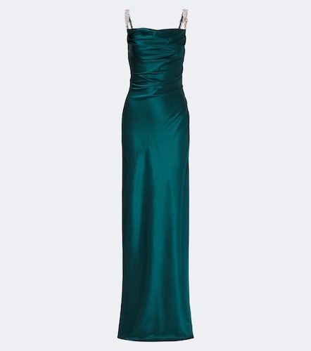 Embellished ruched silk satin gown - Balmain - Modalova