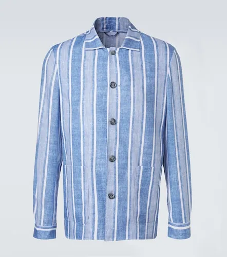 Giacca camicia in lino a righe - Fedeli - Modalova