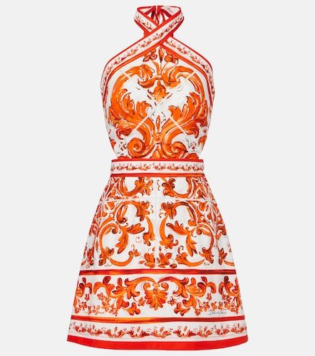 Vestido corto Majolica de popelín de algodón - Dolce&Gabbana - Modalova