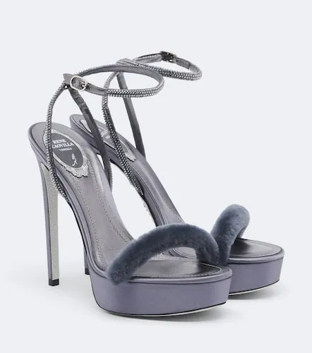 Embellished satin platform sandals - Rene Caovilla - Modalova