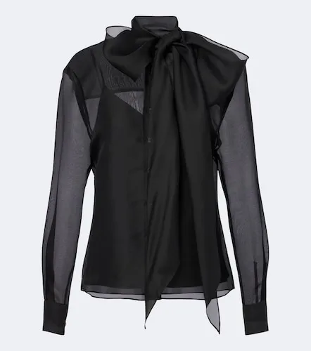 Tie-neck silk organza blouse - Carolina Herrera - Modalova