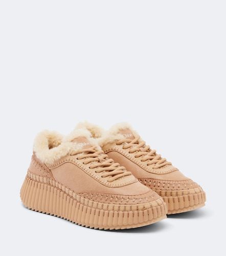 Nama shearling-lined suede platform sneakers - Chloe - Modalova