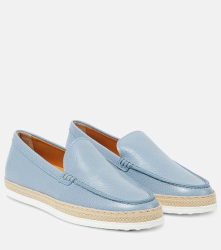 Raffia-trimmed leather loafers - Tod's - Modalova