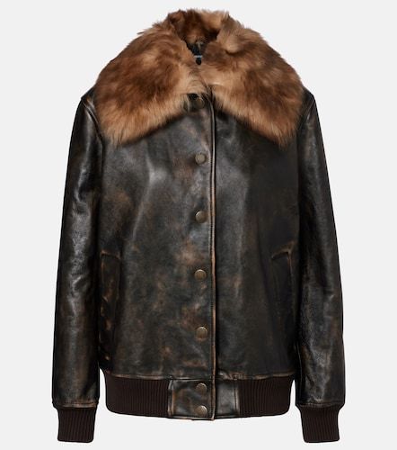 Bomber in pelle con shearling - Dolce&Gabbana - Modalova