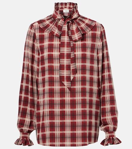 Blusa de seda a cuadros - Saint Laurent - Modalova