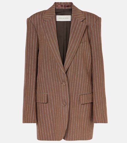 Blazer in misto lino a righe - Dries Van Noten - Modalova