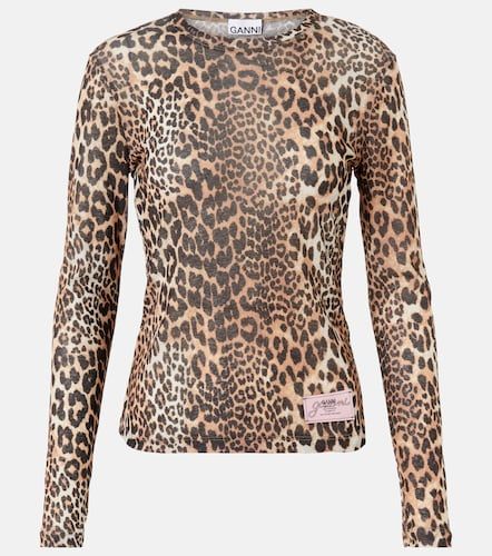 Top de malla con estampado de leopardo - Ganni - Modalova