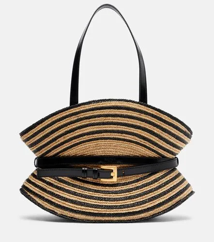 Raffia-effect striped shoulder bag - Balmain - Modalova