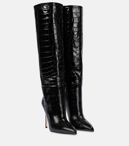 Croc-effect leather knee-high boots - Paris Texas - Modalova