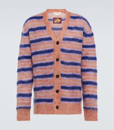 Cardigan in misto mohair a righe - Marni - Modalova