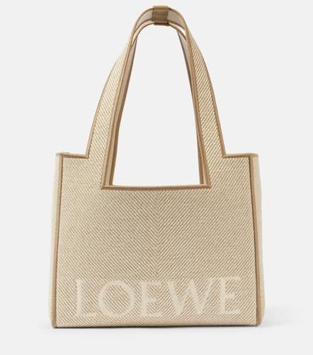 Logo Medium leather-trimmed canvas tote bag - Loewe - Modalova