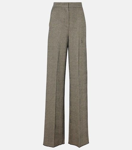 Cognac houndstooth wool-blend straight pants - Max Mara - Modalova