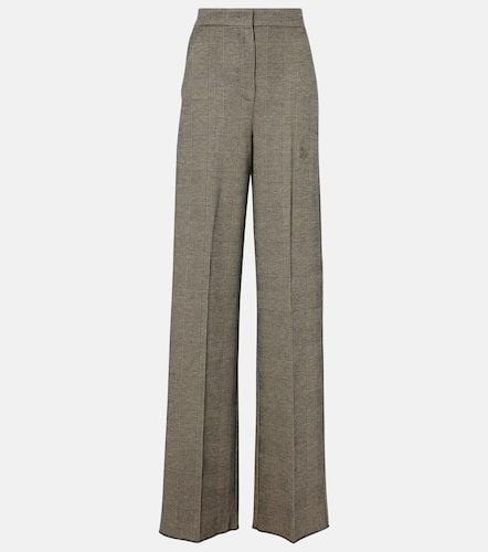 Cognac houndstooth wool-blend straight pants - Max Mara - Modalova