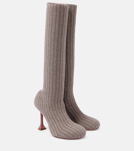 Veneda 95 stretch ribbed-knit knee boots - Amina Muaddi - Modalova