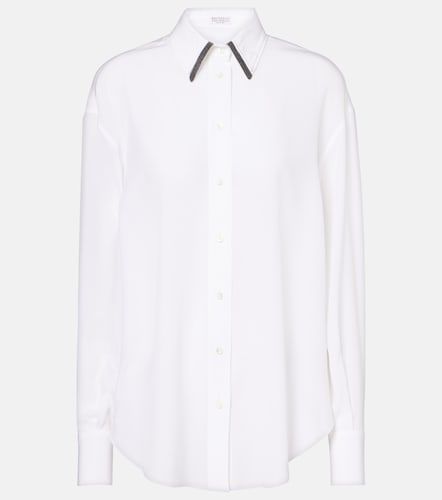 Camicia in raso di seta con monili - Brunello Cucinelli - Modalova