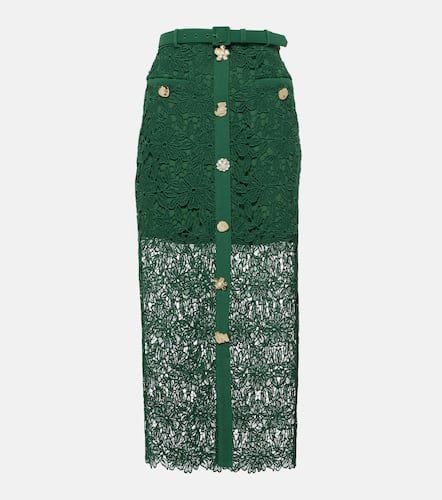 Floral lace-trimmed midi skirt - Self-Portrait - Modalova