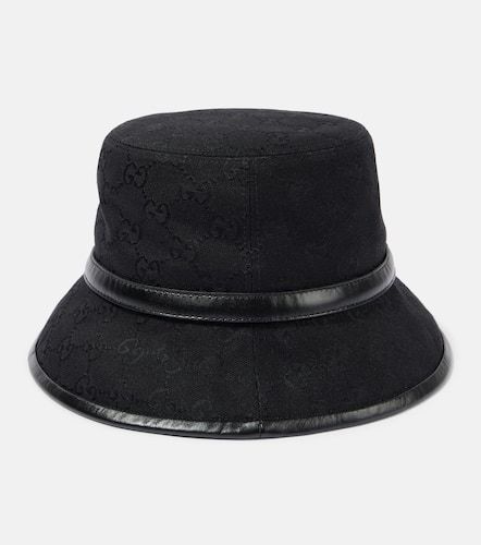 GG Canvas leather-trimmed bucket hat - Gucci - Modalova