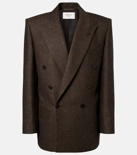 Herringbone double-breasted wool blazer - Saint Laurent - Modalova