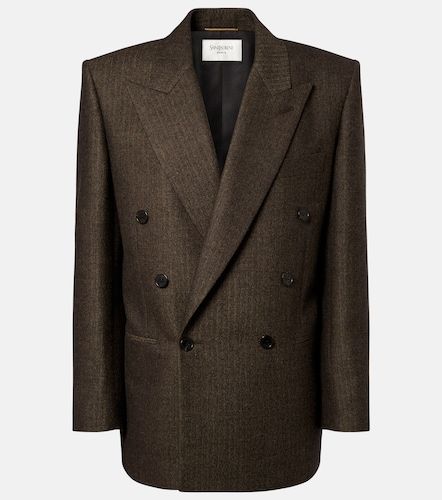 Herringbone double-breasted wool blazer - Saint Laurent - Modalova