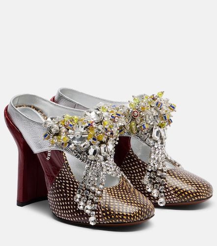Mules patchwork in pelle con decorazione - Dries Van Noten - Modalova
