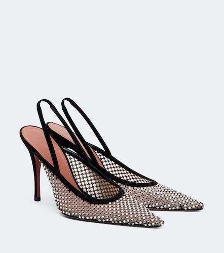 Felicia embellished mesh slingback pumps - Amina Muaddi - Modalova