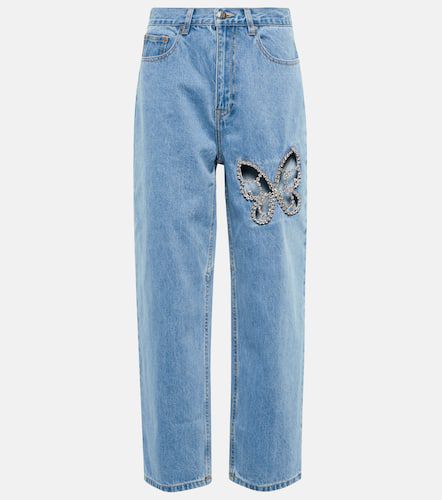 Embellished cutout high-rise straight jeans - Area - Modalova