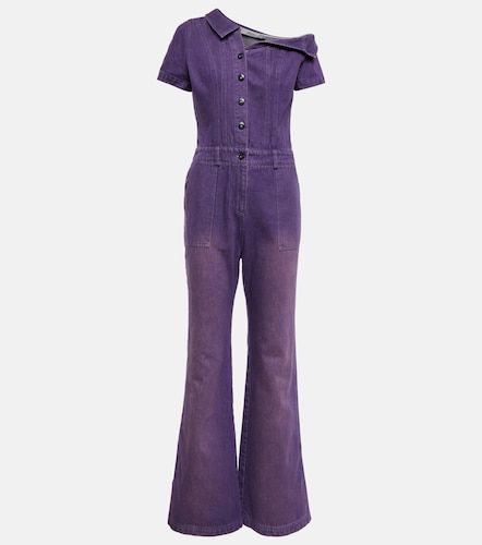 Jumpsuit in denim con scollo bardot - Didu - Modalova