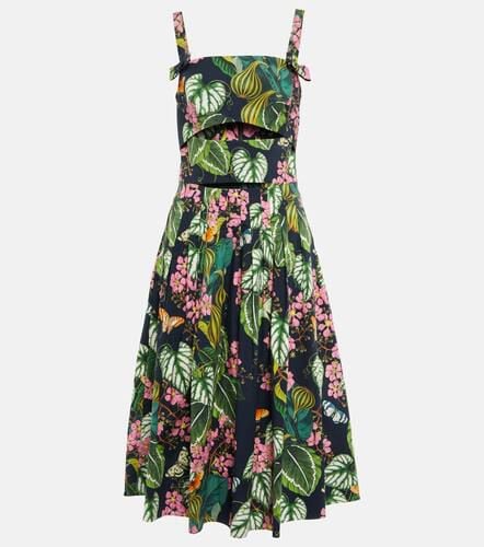 Printed cotton-blend poplin midi dress - Oscar de la Renta - Modalova