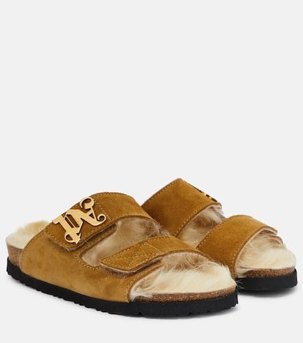 Shearling-lined suede slides - Palm Angels - Modalova