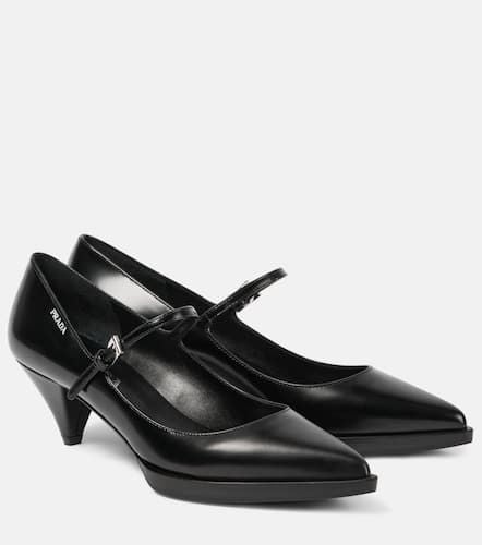 Logo brushed leather Mary Jane pumps - Prada - Modalova