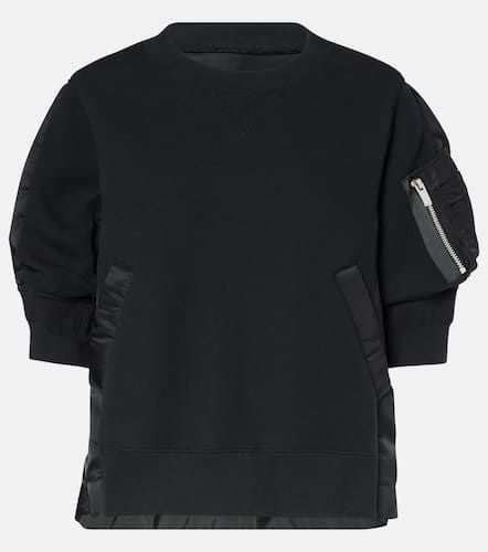 Twill-trimmed cotton-blend jersey top - Sacai - Modalova