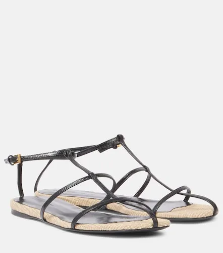 Cage leather raffia-trimmed sandals - Khaite - Modalova