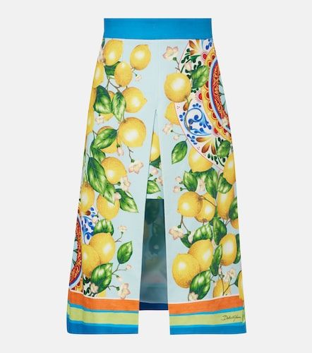 Falda midi en mezcla de algodón estampada - Dolce&Gabbana - Modalova