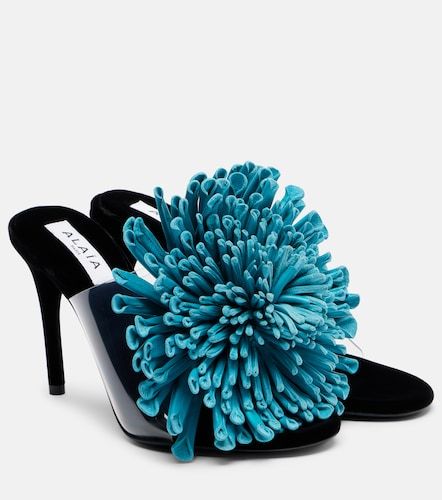 Alaïa Mules 90 in pelle e PU con applicazioni floreali - Alaia - Modalova