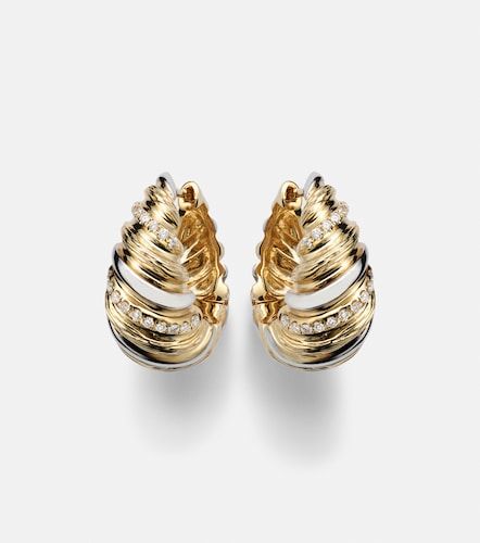 Yvonne Léon Orecchini Gaufrette in bianco e giallo 9kt con diamanti - Yvonne Leon - Modalova