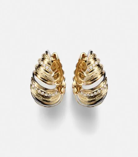 Yvonne Léon Pendientes de aro Gaufrette de oro blanco y amarillo de 9 ct con diamantes - Yvonne Leon - Modalova