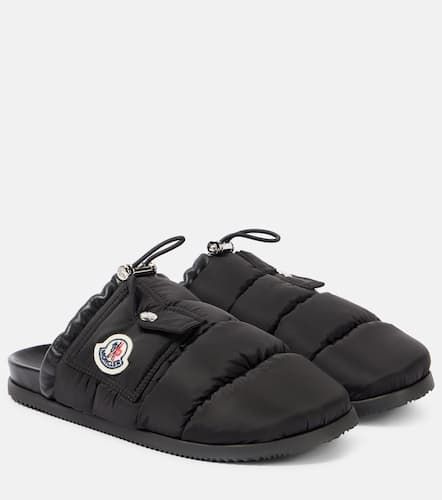 Mon Pocket leather-trimmed mules - Moncler - Modalova