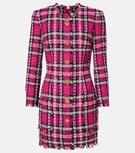 Abito corto in misto cotone e lana a quadri - Balmain - Modalova