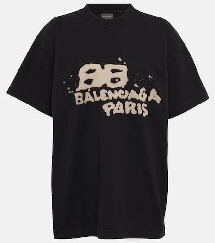 Camiseta de algodón oversized con logo - Balenciaga - Modalova