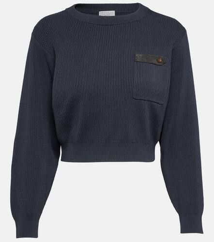 Cropped ribbed-knit cotton sweater - Brunello Cucinelli - Modalova